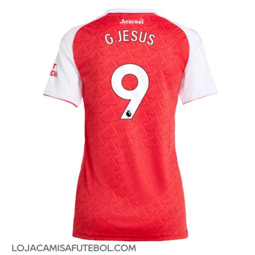 Camisa de Futebol Arsenal Gabriel Jesus #9 Equipamento Principal Mulheres 2025-26 Manga Curta